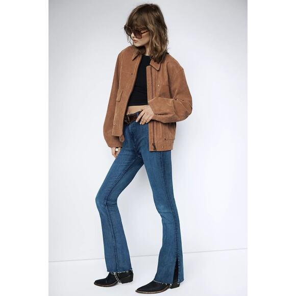 We The Free Level Up Slit Slim Flare Jeans 26 Dark Wash Denim Boho Western - Picture 2 of 6